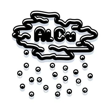 Chemical cloud forming rain drops with al cu symbol Stock Illustration