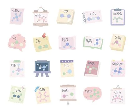 Chemical compound set featuring sulfuric Stock Illustration