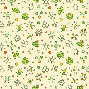 Chemical Compounds and Formulas vector Science colorful Seamless Pattern Illustrazione stock