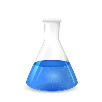 Chemical conical flask with blue solution Stock Illustration