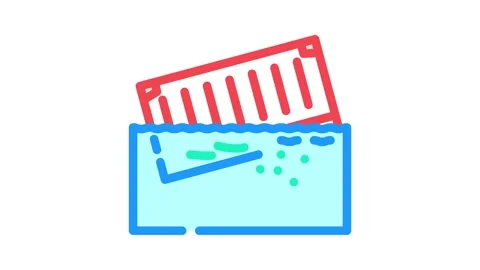 Chemical container fallen water animation Stock Footage 327255607
