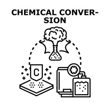 Chemical conversion process illustrating science and engineering concepts Stock Illustration