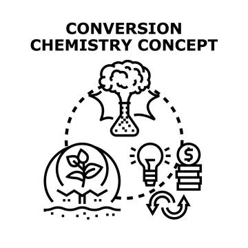 Chemical conversion process transforming ideas into profit Stock Illustration