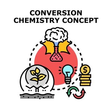 Chemical conversion process transforming ideas into profit Stock Illustration