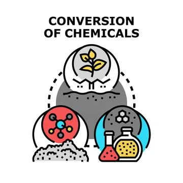 Chemical conversion process transforming natural and synthetic materials Stock Illustration
