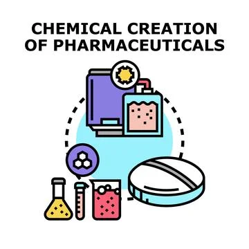 Chemical creation of pharmaceuticals process concept Stock Illustration