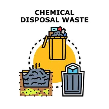 Chemical disposal waste causing environmental pollution problem Stock Illustration