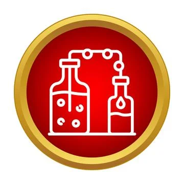 Chemical distillation process flasks in a laboratory experiment Stock Illustration