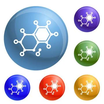 Chemical element molecule icons set vector Stock Illustration