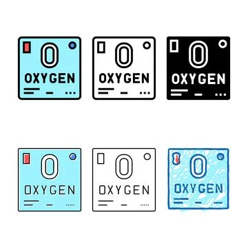 Chemical element oxygen 02 multistyle color icon vector Stock Illustration