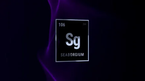 Chemical element Seaborgium with symbol Sg on dark background Video stock 336359367