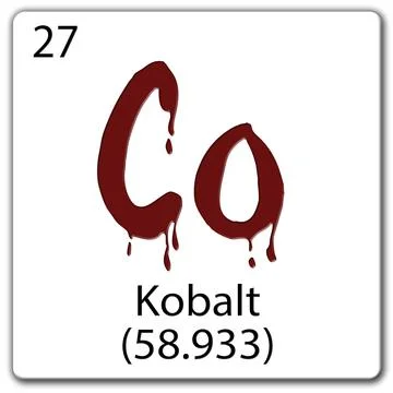 Chemical element tile. Co Kobalt - Dutch / German, Written in blood, much of  Stock Illustration