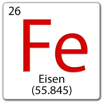 Chemical element tile. Fe. Eisen (German) Stock Illustration