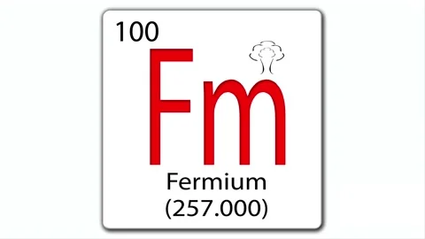 Chemical element tile Fm Fermium with a mushroom cloud. Stock Footage 153476333