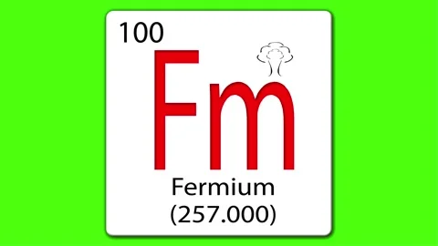 Chemical element tile Fm Fermium with a mushroom cloud. Stock Footage 153476347