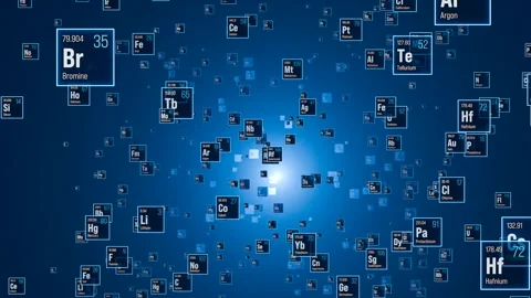 Chemical elements, periodic table of the elements. Stock Footage 311444574