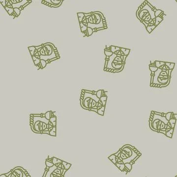 Chemical engineer technology line vector seamless pattern Stock Illustration