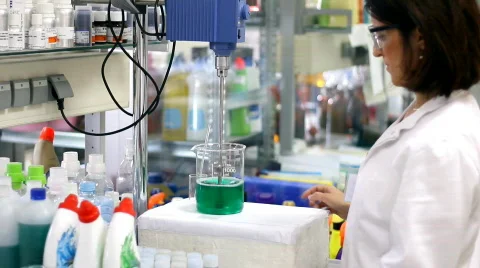 Chemical Engineer Working With Chemicals Stock Footage
