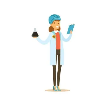 Chemical engineer working on oil samples, oil refinery production vector 스톡 일러스트
