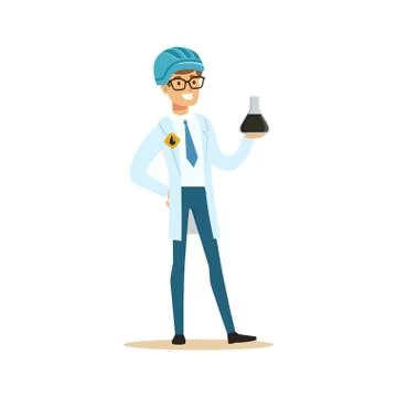 Chemical engineer working on oil samples, oil refinery production vector 스톡 일러스트