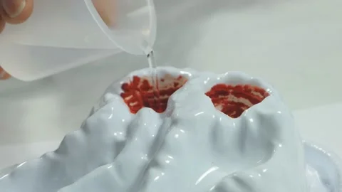 Chemical experience with a red volcano from a test tube. Stock Footage 92242319