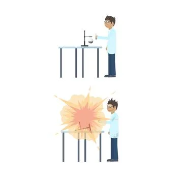 Chemical experiment. Explosion in the laboratory 스톡 일러스트