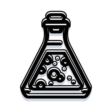Chemical experiment flask with bubbling liquid concept Stock Illustration