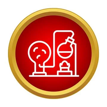 Chemical experiment flask setup on fire icon Stock Illustration