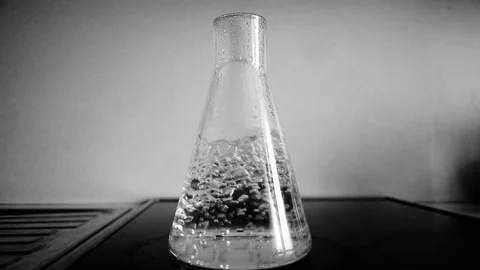 Chemical flask with boiling water Stock Footage 78279253