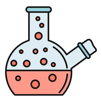 Chemical flask with bubbling liquid during lab experiment Stock Illustration