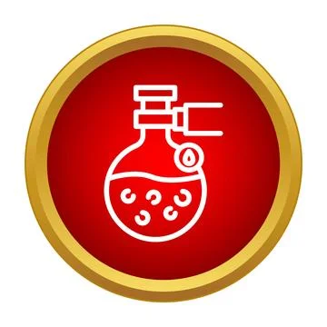 Chemical flask bubbling liquid in laboratory experiment icon Stock Illustration