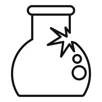 Chemical flask exploding with bubbles icon vector outline 스톡 일러스트