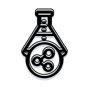 Chemical flask holding molecule structure symbol Stock Illustration