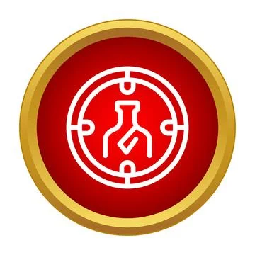 Chemical flask inside target scope aiming for research Illustrazione stock