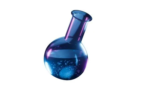 Chemical flask isolated element, 3d rendering. Illustrazione stock