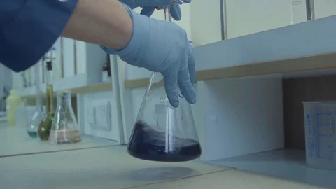 Chemical flask in slow motion Stock Footage 82744996