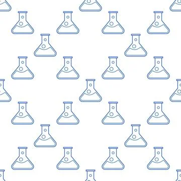 Chemical Flask vector Chemistry thin line seamless pattern Stock Illustration