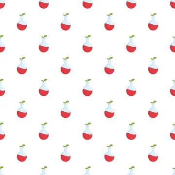 Chemical flasks with herbal red liquid seamless pattern 스톡 일러스트