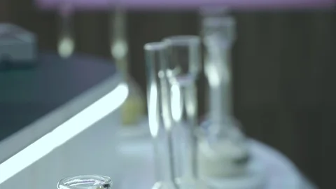 Chemical flasks in the laboratory. close-up. macro Stock-Footage 125316705