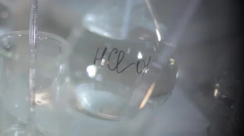 Chemical flasks at laboratory Stock Footage 61773585