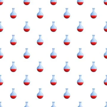 Chemical flasks pattern with red liquid background Illustrazione stock