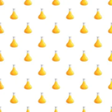 Chemical flasks pattern with yellow liquid for science Stock Illustration