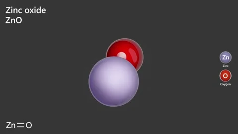 The chemical formula and 3d model of zinc oxide (ZnO). 3d rendering Stock Footage 284005898