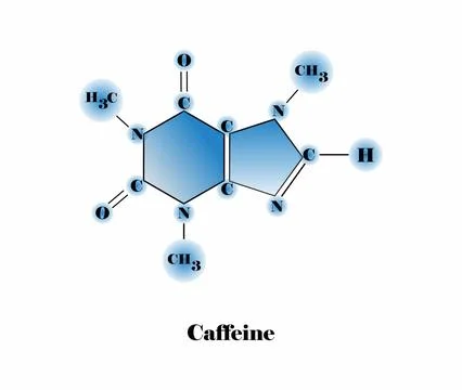 Chemical formula of Caffeine, Caffeine molecule chemical structure Stock Illustration