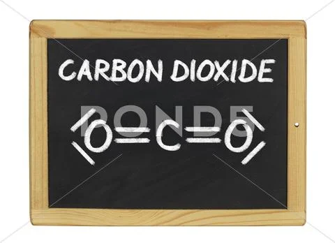 Chemical formula of carbon dioxide on a blackboard Stock Illustration