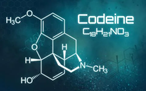 Chemical formula of Codeine on a futuristic background Stock Illustration