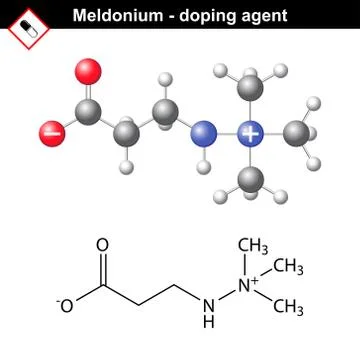 Chemical formula of meldonium molecule Ilustración de archivo