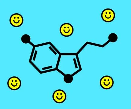 The chemical formula of serotonin. Vector Illustrazione stock