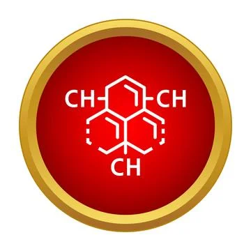 Chemical formula structure icon in red circle Stock Illustration