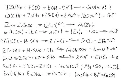 Chemical formulas. Handwritten on a white background. Stock Illustration